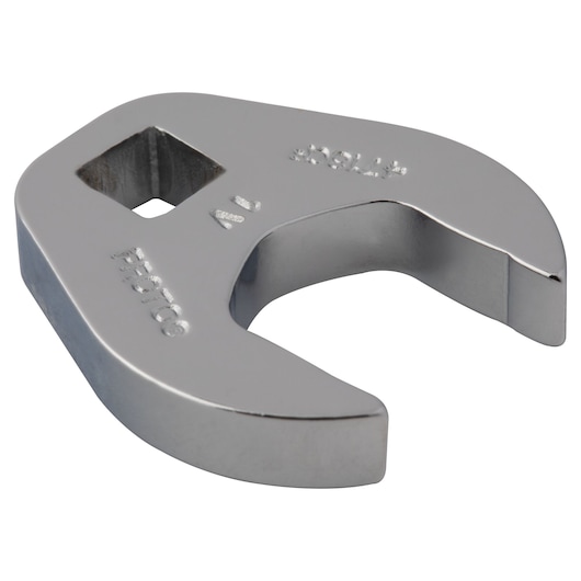 PROTO J4718CF chrome open-end crowfoot wrench, photography, angled view on white background