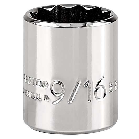 PROTO J4718T chrome 9/16-inch socket, photography, front view on white background.