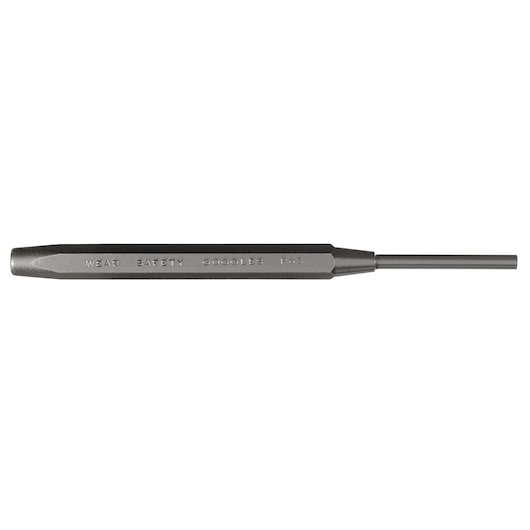 PROTO J473-8x3-16 steel pin punch tool, side view on white background, hexagonal handle with engraved text.