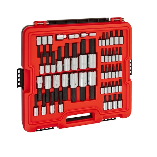 PROTO J47354 socket and bit set in red hard case, side angle on white background.