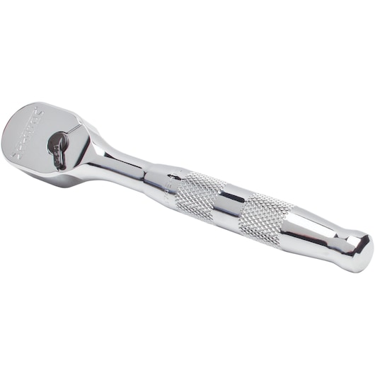 PROTO J4749HTC chrome hand ratchet tool with textured grip, product photography on white background.
