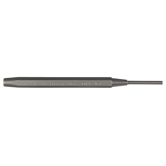 PROTO J475-16X1-8 steel pin punch tool, cylindrical body, side view, white background.