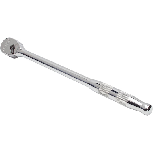 PROTO J4750HTC chrome breaker bar tool, knurled handle, side angle, white background.