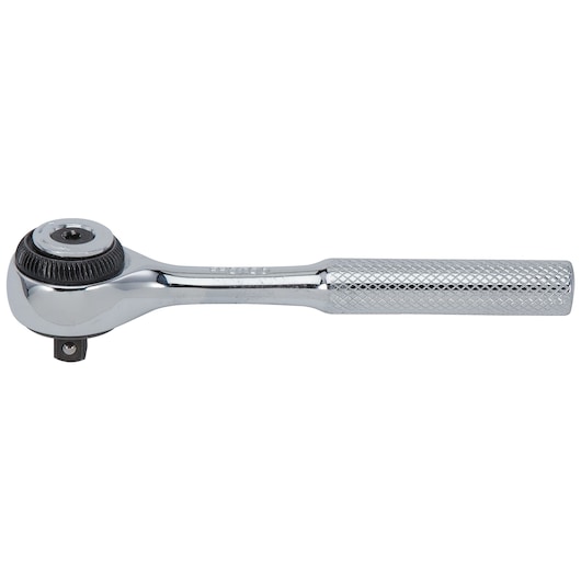 PROTO J4752F chrome ratchet wrench with textured handle, side view on white background.