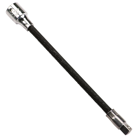 PROTO J4765 flexible black and chrome extension bar, tool photography on white background, angled view.