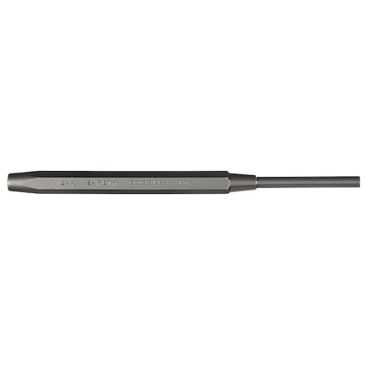PROTO J477-16X7-32 steel pin punch tool, hexagonal handle, side view on white background.