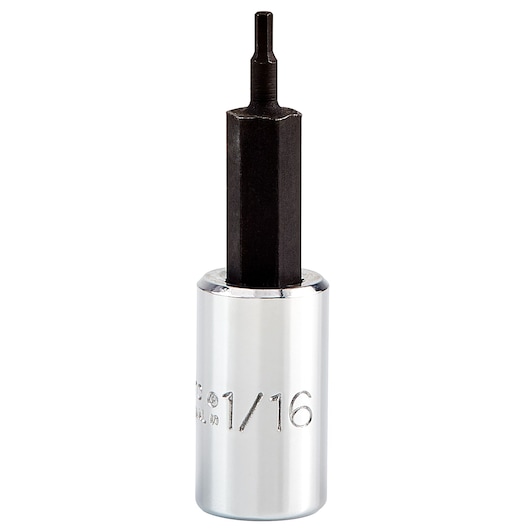 PROTO J47701-16 hex bit socket with chrome finish and engraved 1/16 marking, front view on white background.