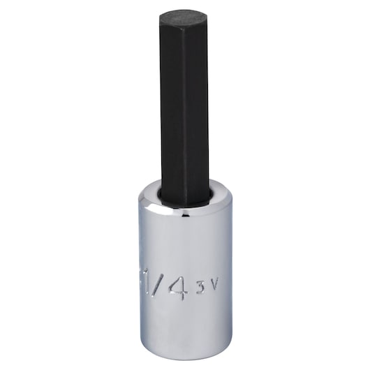 PROTO J47701/4 hex bit socket with chrome finish, product photography, front angle on white background.
