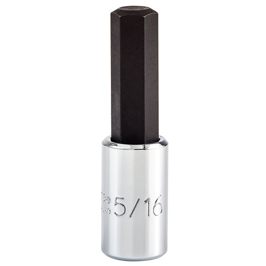 PROTO hex bit socket 5/16 inch, SKU J47705-16, silver and black, front view on white background.