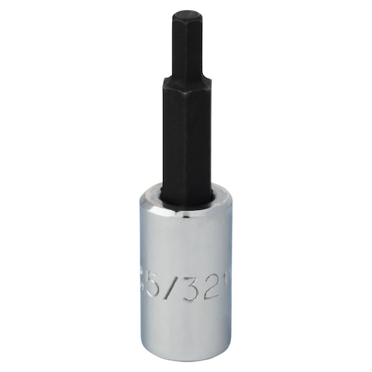 PROTO J47705/32 hex bit socket, chrome base with black hex shaft, front angle on white background.