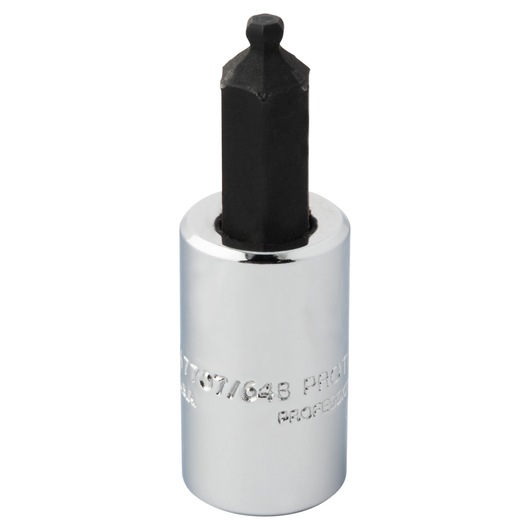 PROTO J47707/64B hex bit socket, chrome and black finish, product image on white background.