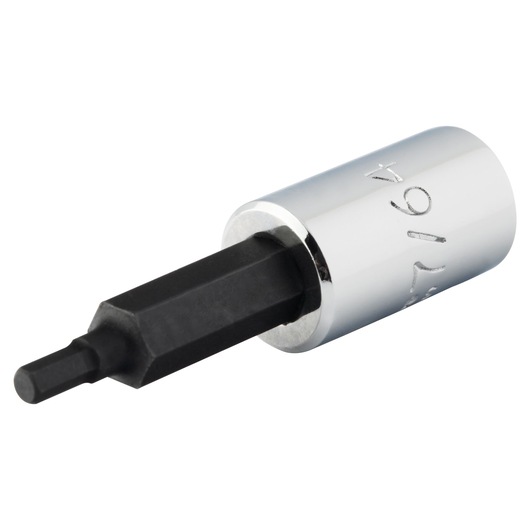 PROTO J47707/64 hex bit socket, chrome and black finish, close-up angled on white background.