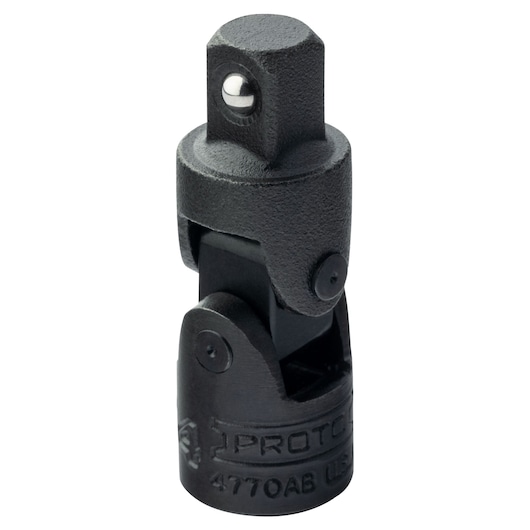 PROTO J4770AB black universal joint socket adapter, photography, front angle on white background.