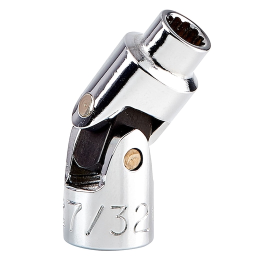 PROTO J4770TA chrome universal joint socket on white background, angled to show swivel feature.