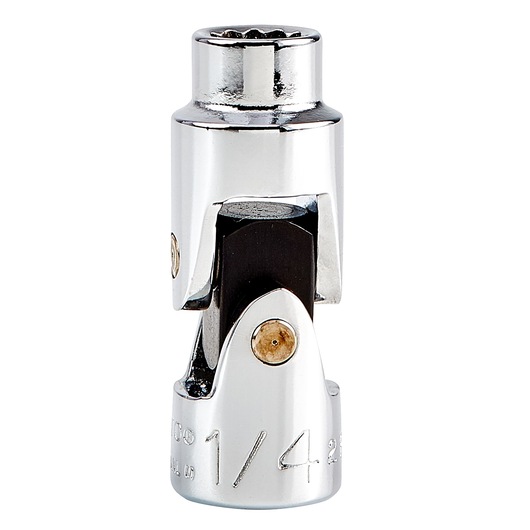 PROTO J4771TA chrome universal joint socket adapter, 1/4 inch drive, front angle on white background.