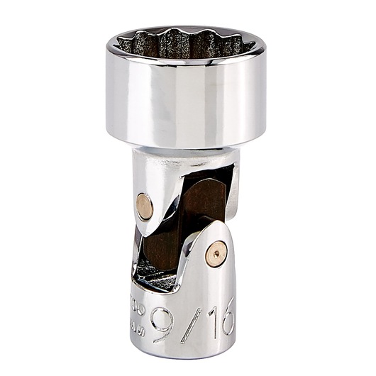 PROTO J4776TA chrome finish universal joint socket, 9/16 inch, photography, front angle on white background.