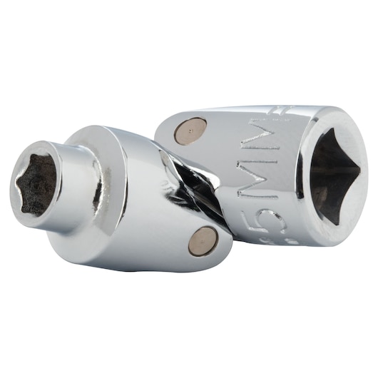 PROTO J4805AM chrome universal joint socket on white background, photography showing angled view.