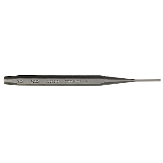 PROTO J48116 steel pin punch tool, black finish, side view on white background.