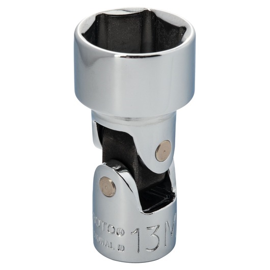 PROTO J4813AM chrome universal joint socket with 13mm marking, front angle on white background.