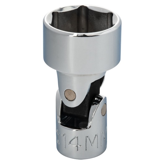 PROTO J4814AM chrome 14mm universal socket, front angle, white background.