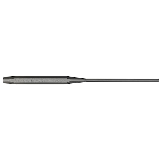 Photo of PROTO J48316LS2 black steel pin punch tool, side angle on white background.