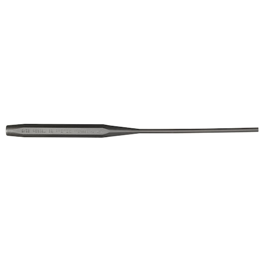 PROTO J48532LS2 long steel pin punch tool, black finish, side angle on white background.