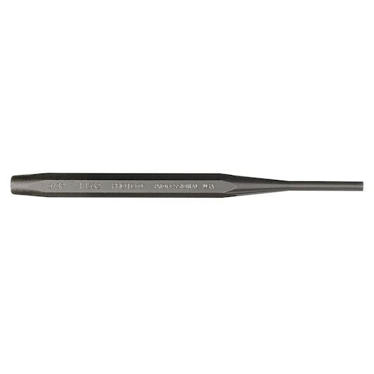 PROTO J48532 steel pin punch tool, hexagonal handle, black finish, side view on white background.