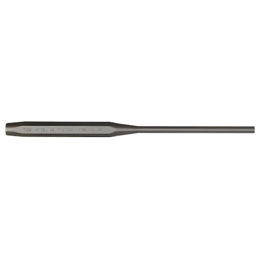 Photo of PROTO steel pin punch tool, 7/32 inch size, model J48732LS2, side angle on white background.