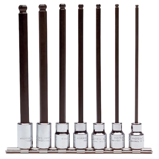 Proto® 3/8" Drive 7 Piece Ball Style Extra Long Hex Bit Set