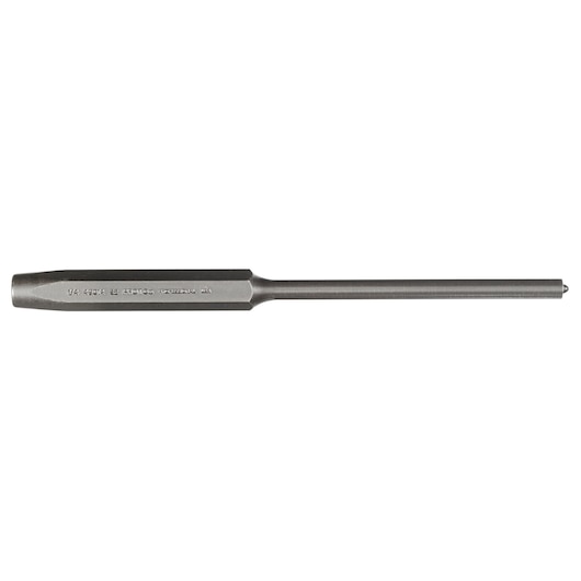 Photo of PROTO J49014S2 steel pin punch, cylindrical body with hexagonal handle, side angle on white background.