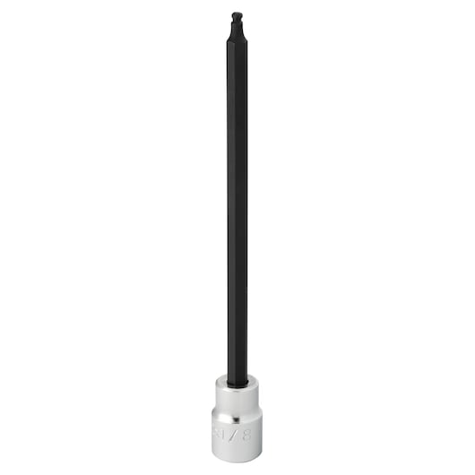 PROTO J4904BD ball end hex socket, silver and black, vertical front angle, tool photography
