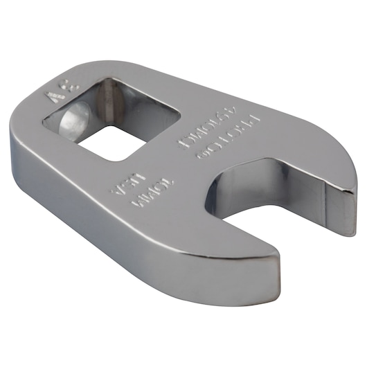 PROTO J4910MCF chrome open-end crowfoot wrench, engraved size and brand, angled view on white background.