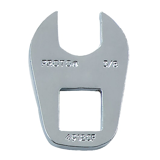 PROTO J4912CF open end crowfoot wrench, chrome finish, top view on white background.