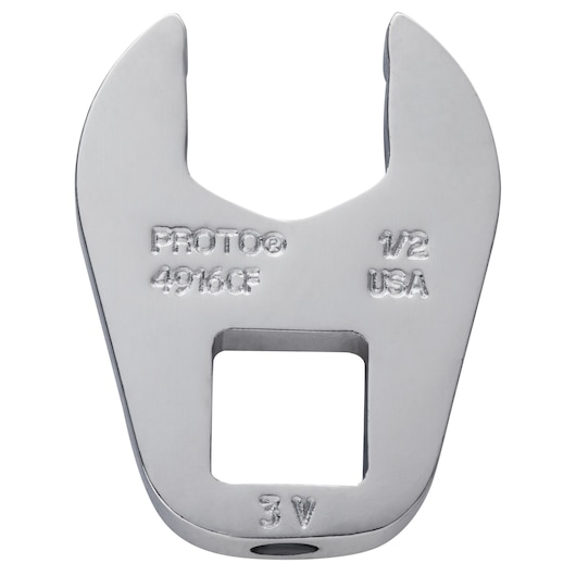 Photo of PROTO J4916CF open-end crowfoot wrench, 1/2-inch, silver finish, front angle on white background.
