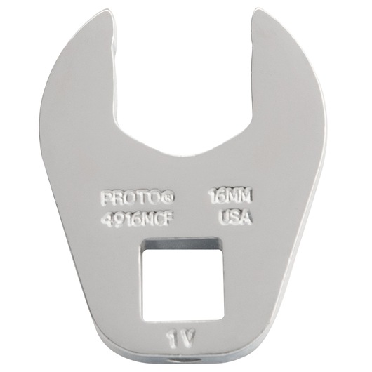 PROTO J4916MCF open-end crowfoot wrench, 16mm, silver finish, front angle on white background.