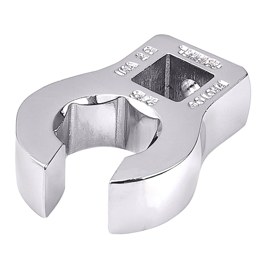PROTO J4918HFL chrome open-end crowfoot wrench, close-up angle on white background.