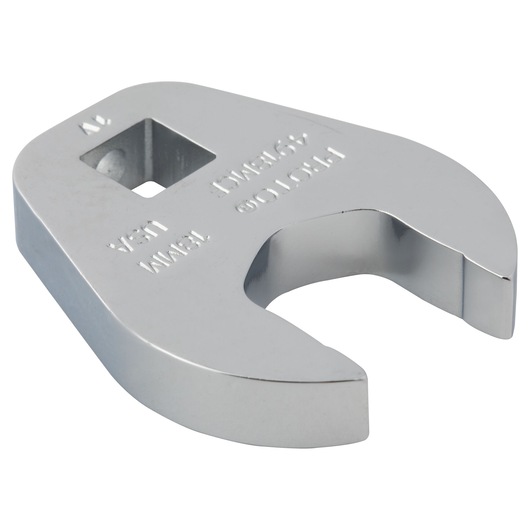 Photo of PROTO J4918MCF chrome open-end crowfoot wrench, 18mm size, angled on white background.
