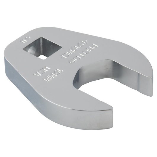 PROTO J4919MCF chrome open-end crowfoot wrench on white background, angled view showing size and square drive opening.