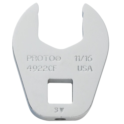 PROTO J4922CF chrome open-end crowfoot wrench head, 11/16 inch, front view on white background.
