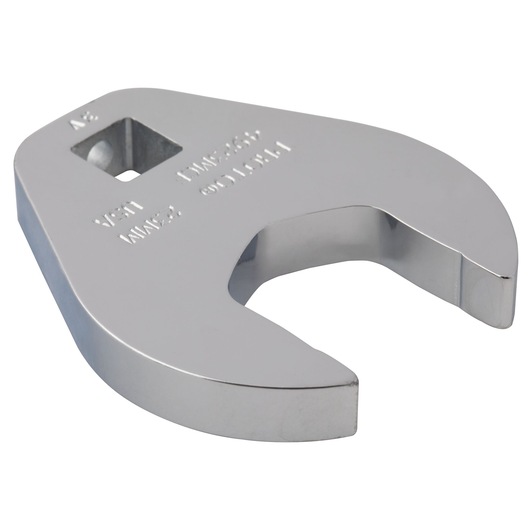 PROTO J4923MCF chrome finish open-end crowfoot wrench, photography, angled view on white background.