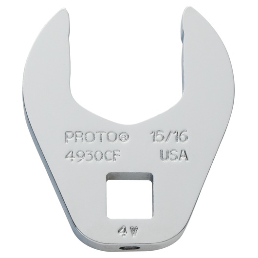 PROTO J4930CF open-end crowfoot wrench, 15/16 inch, silver finish, photography, front angle
