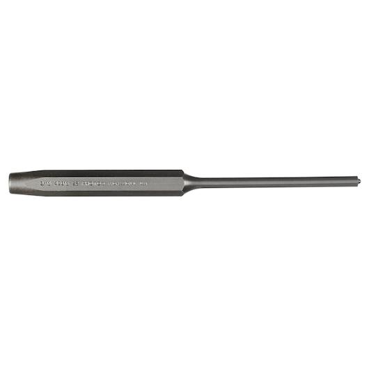 PROTO J49316S2 steel pin punch, silver, side angle on white background.