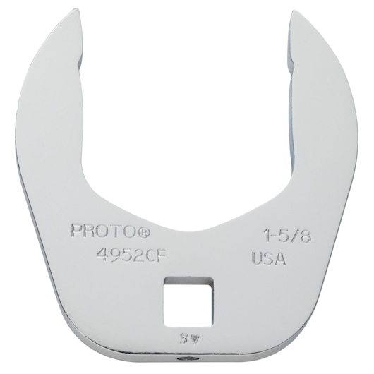 Photo of PROTO J4952CF large open-end crowfoot wrench, chrome finish, front view on white background.