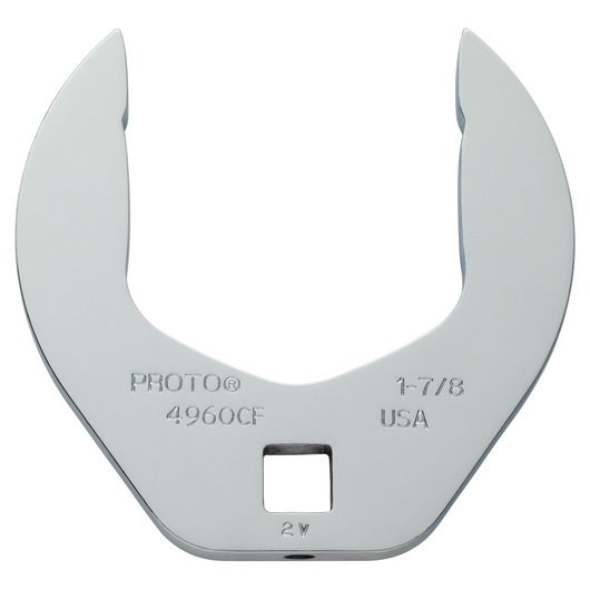 Photo of PROTO J4960CF large chrome open-end crowfoot wrench, white background, front angle.