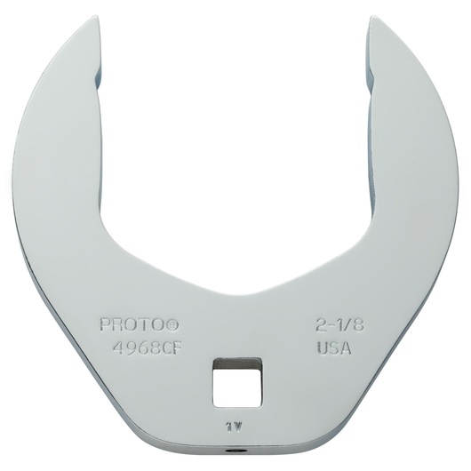 PROTO J4968CF open-end crowfoot wrench, chrome finish, size 2-1/8 inch, front angle on white background.