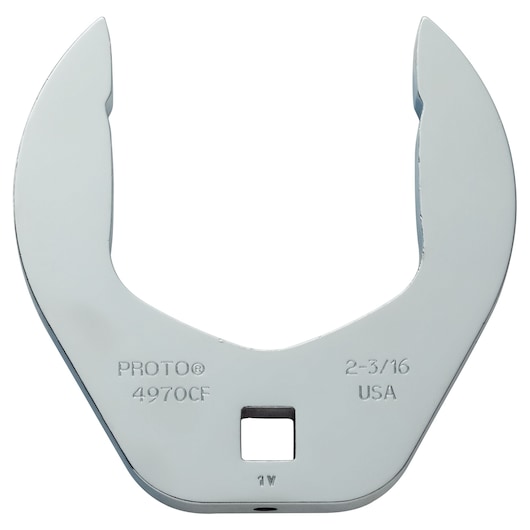 PROTO J4970CF large silver open-end crowfoot wrench, square drive, front view on white background.