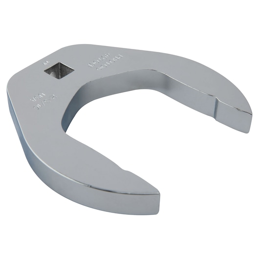 Photo of a PROTO J4970CF chrome open-end crowfoot wrench on white background, angled view.