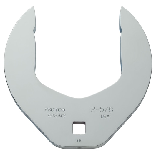PROTO J4984CF large chrome crowfoot wrench head, size 2-5/8 inch, front angle on white background.