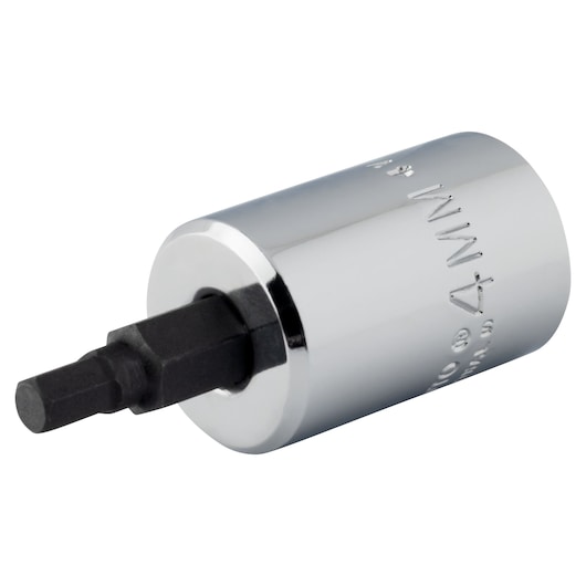 PROTO J4990-4MST hex bit socket, 4mm size, chrome finish, photographed on white background.