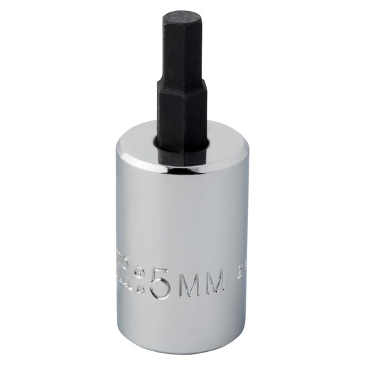 PROTO J4990-5MST hex bit socket, 5mm size, chrome finish, product photography on white background.